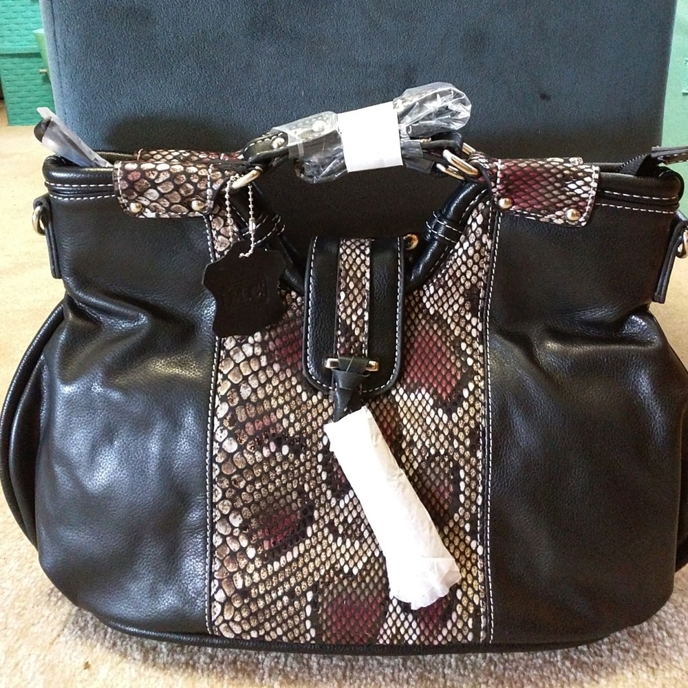 M.C. Marc Chantal Nappa Genuine Leather Satchel W/